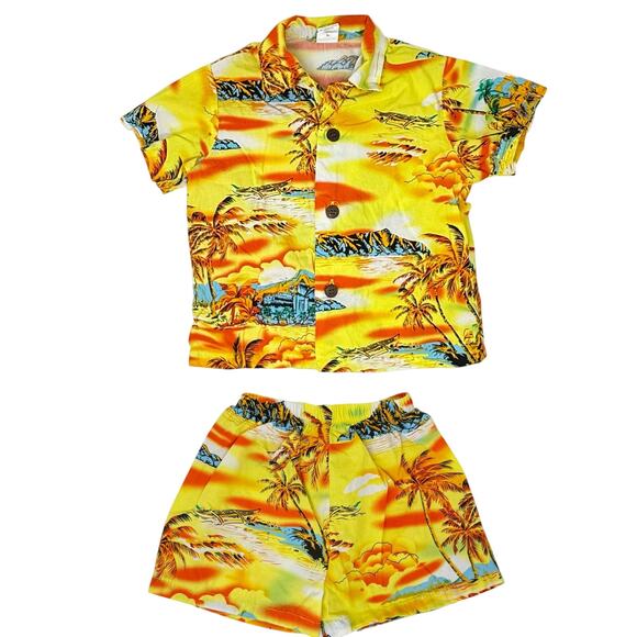 Palmwave Hawaii Kids 4T 100% Cotton Hawaiian Shirt & Shorts Set Made in Hawaii - Picture 1 of 6